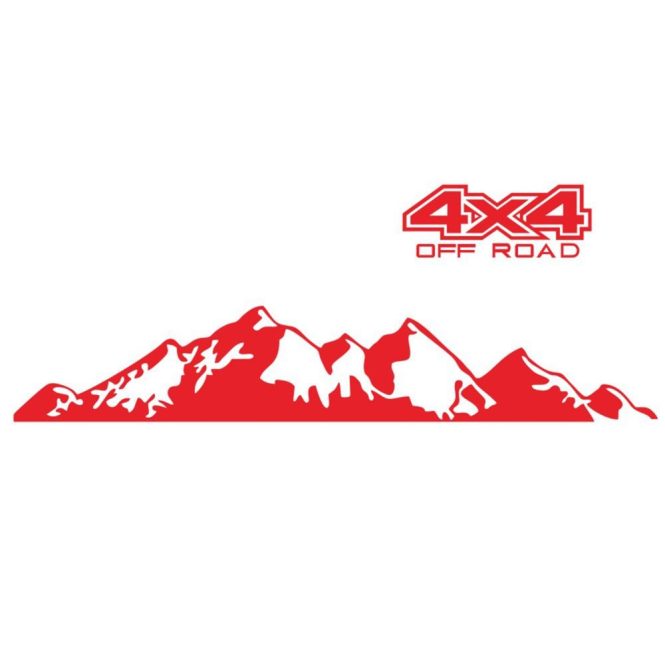 Car Stickers | Car Stickers 4X4 Off Road(44*17cm)+Mountain Graphic Decal(150*27cm) Sticker for Car Truck Exterior Accessories Red Car Decorations Car Stickers