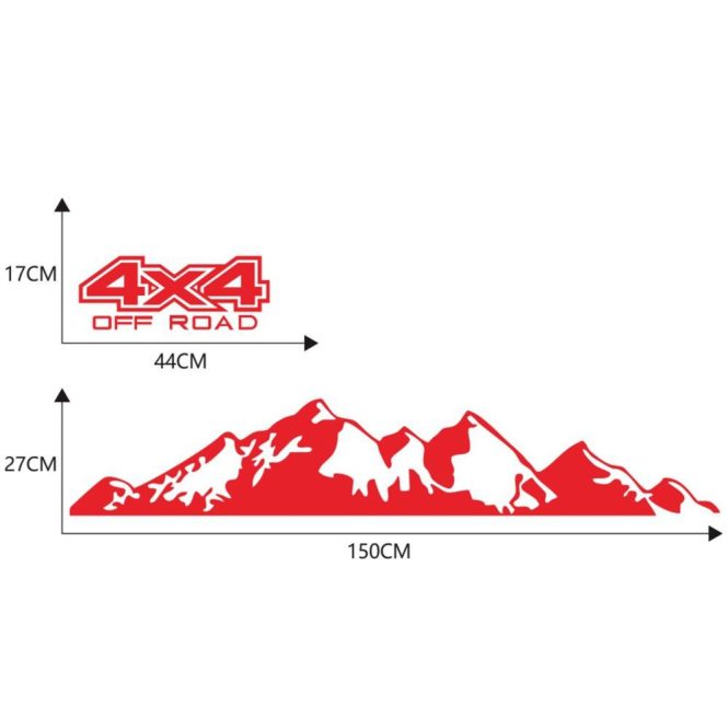 Car Stickers | Car Stickers 4X4 Off Road(44*17cm)+Mountain Graphic Decal(150*27cm) Sticker for Car Truck Exterior Accessories Red Car Decorations Car Stickers