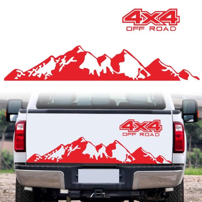 Car Stickers | Car Stickers 4X4 Off Road(44*17cm)+Mountain Graphic Decal(150*27cm) Sticker for Car Truck Exterior Accessories Red Car Decorations Car Stickers