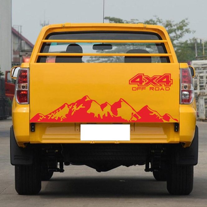 Car Stickers | Car Stickers 4X4 Off Road(44*17cm)+Mountain Graphic Decal(150*27cm) Sticker for Car Truck Exterior Accessories Red Car Decorations Car Stickers