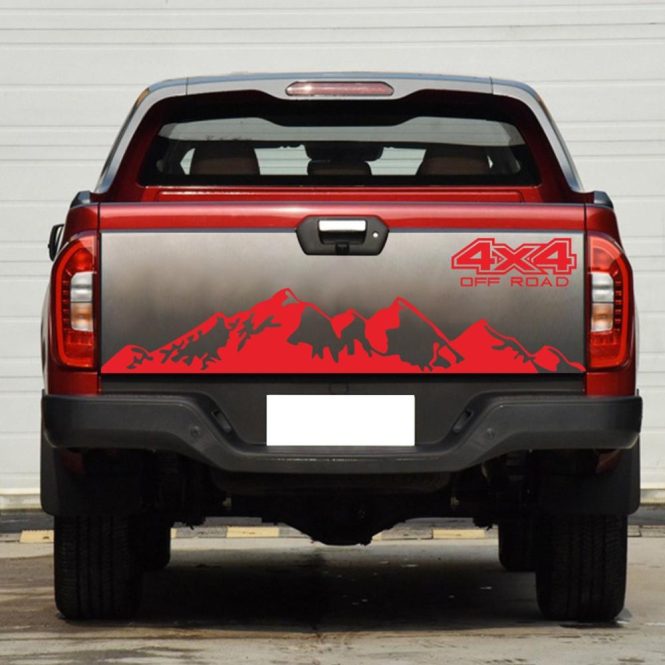 Car Stickers | Car Stickers 4X4 Off Road(44*17cm)+Mountain Graphic Decal(150*27cm) Sticker for Car Truck Exterior Accessories Red Car Decorations Car Stickers