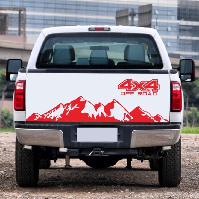 Car Stickers | Car Stickers 4X4 Off Road(44*17cm)+Mountain Graphic Decal(150*27cm) Sticker for Car Truck Exterior Accessories Red Car Decorations Car Stickers