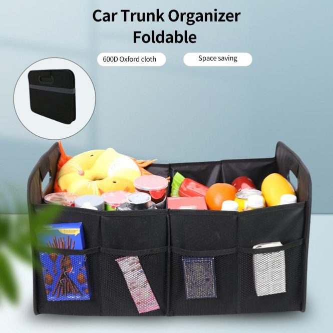 Other Decorations | 55L Car Trunk Organizer Car Trunk Storage Box Automotive Cargo Organizer Oxford Cloth Folding Car Storage Box Black Car Decorations Black