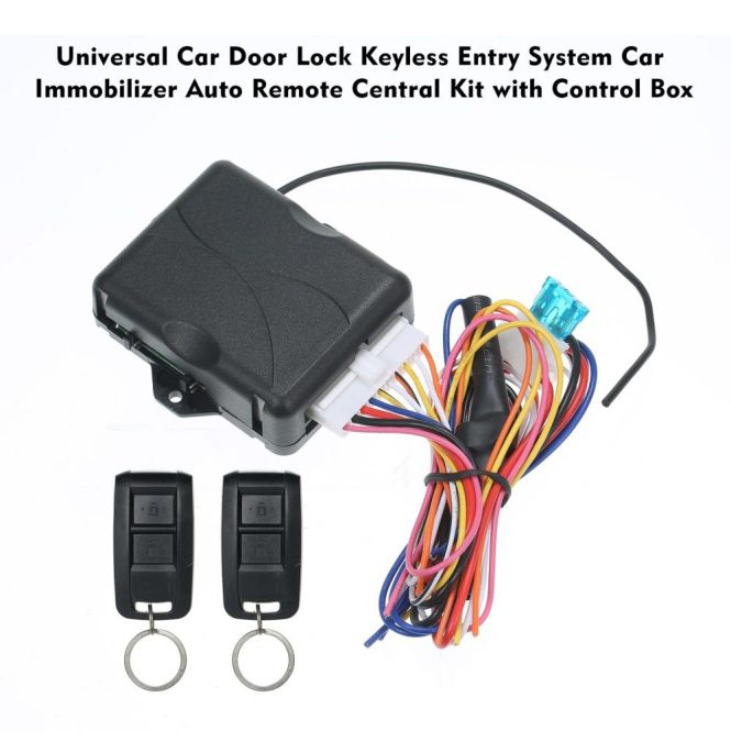 Car Alarms | Universal Car Door Lock Keyless Entry System Car Immobilizer Auto Remote Central Kit with Control Box Black Car Alarms Black