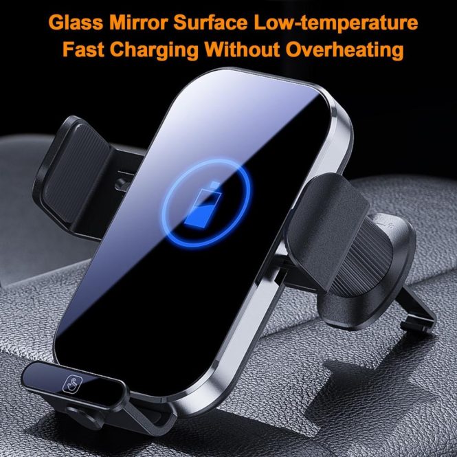 Car Charger | Car Mount Phone Holder Wireless Charger Fast Charging Air Vent Car Charging Holder One-touch Clamping Anti-Slip and Shock Absorption Charger Mount Silver Car Charger Car Charger