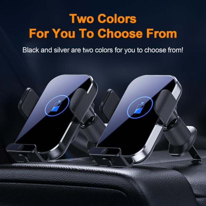 Car Charger | Car Mount Phone Holder Wireless Charger Fast Charging Air Vent Car Charging Holder One-touch Clamping Anti-Slip and Shock Absorption Charger Mount Silver Car Charger Car Charger