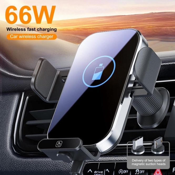 Car Charger | Car Mount Phone Holder Wireless Charger Fast Charging Air Vent Car Charging Holder One-touch Clamping Anti-Slip and Shock Absorption Charger Mount Silver Car Charger Car Charger