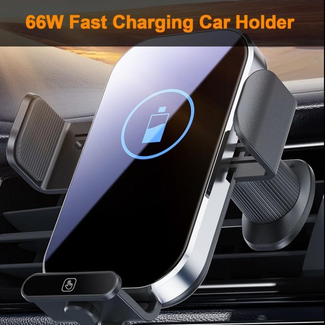 Car Charger | Car Mount Phone Holder Wireless Charger Fast Charging Air Vent Car Charging Holder One-touch Clamping Anti-Slip and Shock Absorption Charger Mount Silver Car Charger Car Charger