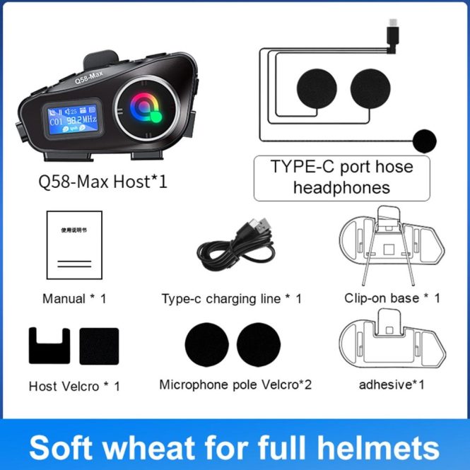 Other Motorcycle Accessories | Q58 Max Wireless Motorcycle Intercom Headset 1000mAh Capacity Noise Cancellation for 2 Riders Talk at The Same Time Within 500M with Personalized EQ Sound Effects for Face-off Helmets & 3/4 Helmets Motorcycle Accessories Other Motorcycle Accessories