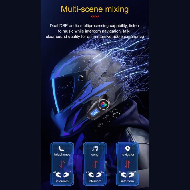 Other Motorcycle Accessories | Q58 Max Wireless Motorcycle Intercom Headset 1000mAh Capacity Noise Cancellation for 2 Riders Talk at The Same Time Within 500M with Personalized EQ Sound Effects for Face-off Helmets & 3/4 Helmets Motorcycle Accessories Other Motorcycle Accessories