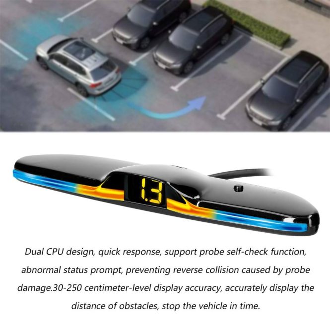 Radar Detector | Car Parking Sensor Rear Reversing Radars System with 4 Parking Sensors Black Car Alarms & Security Black