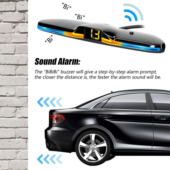 Radar Detector | Car Parking Sensor Rear Reversing Radars System with 4 Parking Sensors Black Car Alarms & Security Black